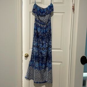 Blue Patterned Maxi Dress